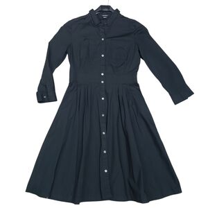 Club Monaco Pleated Button Front Black Dress Size 8